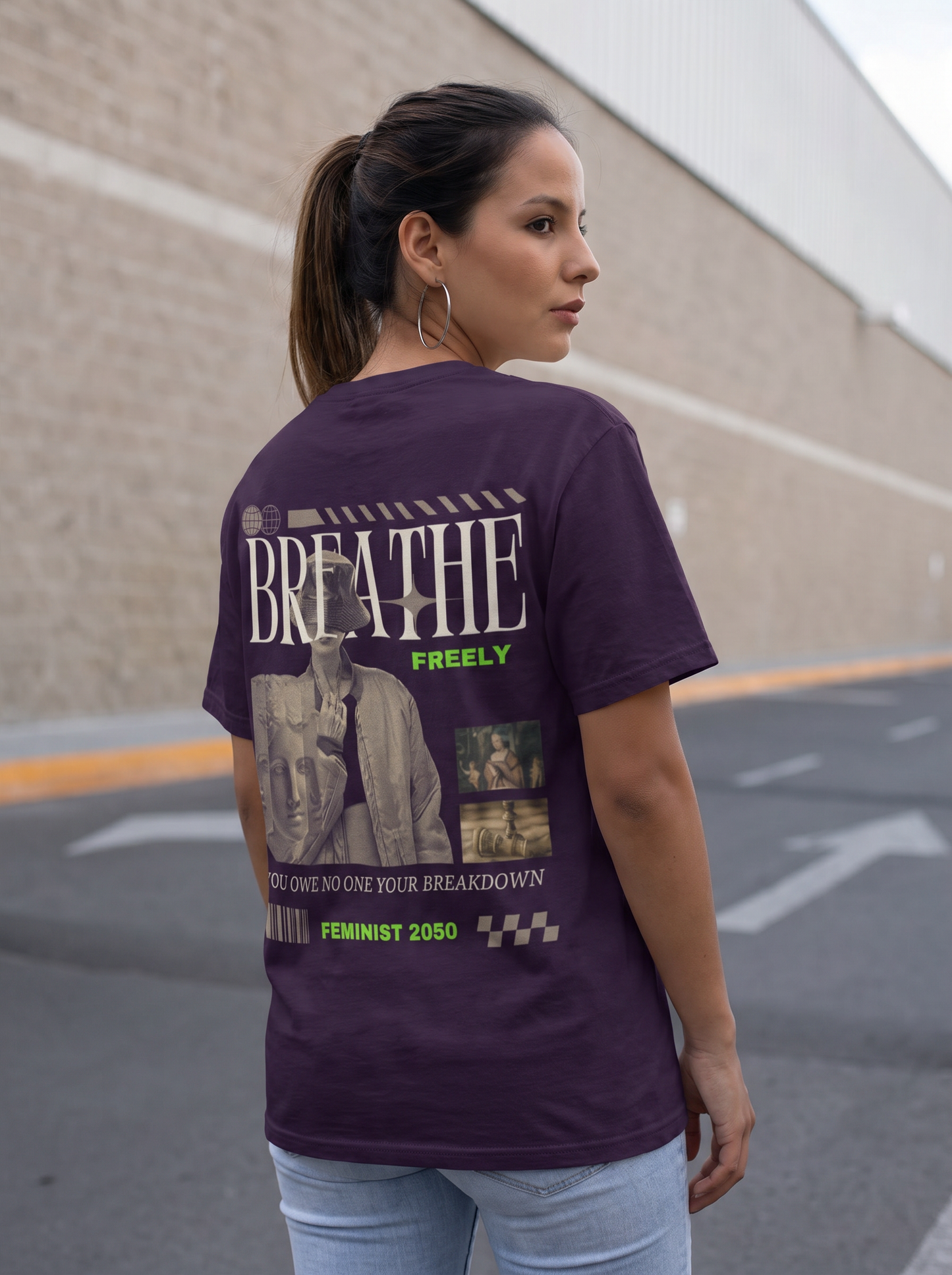 Breathe - Powerful Feminist Oversized T-shirt