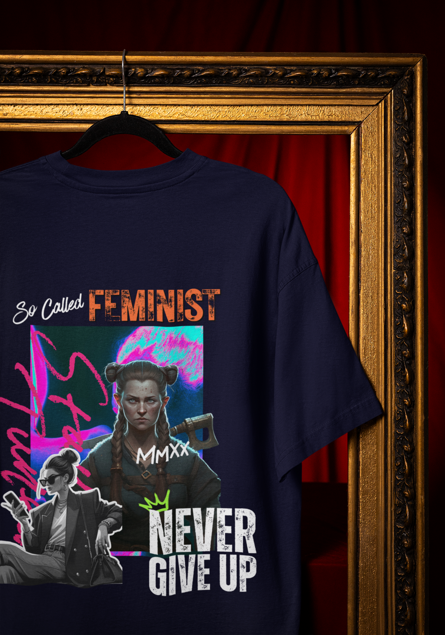 Never Give Up - Powerful Feminist Oversized T-shirt